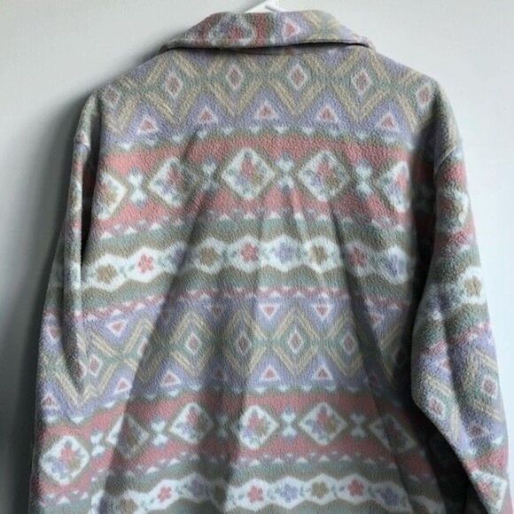 VTG Alfred Dunner Full Zip Up Jacket Multi Color Pastel Aztec Pattern Jacket L - Picture 6 of 6